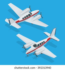 Airplane passenger plane. Flat 3d isometric vector illustration.