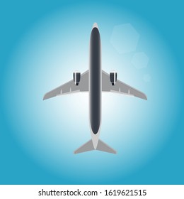 Airplane. Passenger plane in the sky. Vector illustration