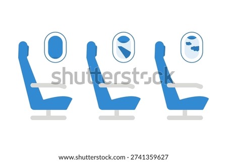 Airplane Passenger Seat with Window View Flat Vector Icon