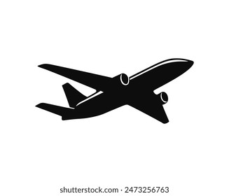 Airplane passenger travel silhouette icon. Aeroplane vector icon aircraft isolated symbol shape