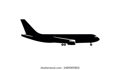 Airplane passenger travel silhouette icon. Aeroplane vector icon aircraft isolated symbol shape