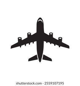 Airplane passenger travel silhouette icon. Aeroplane vector icon aircraft isolated symbol shape
