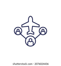 Airplane And Passengers, Flight Capacity Line Icon