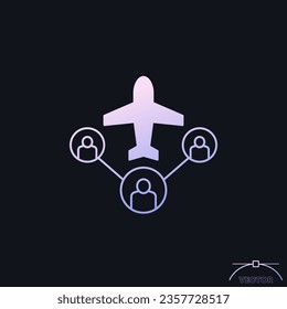 airplane and passengers icon, flight capacity vector