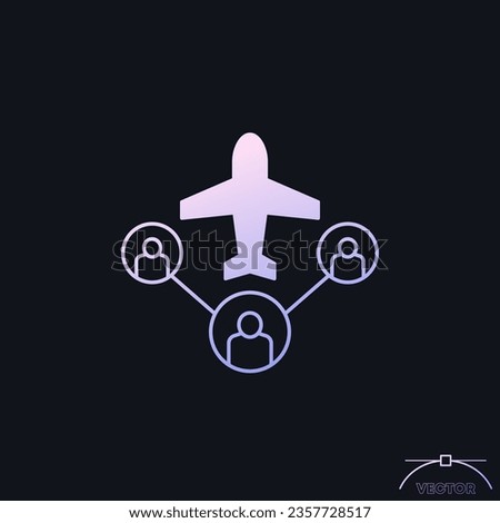 airplane and passengers icon, flight capacity vector