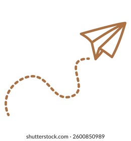 Airplane Pastel Doodle Element in Outline Style