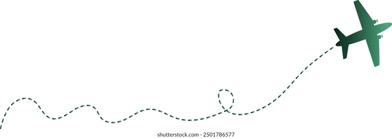 Airplane Path Icon with Dash Line Route Design. Vector Illustration Isolated on White Background.