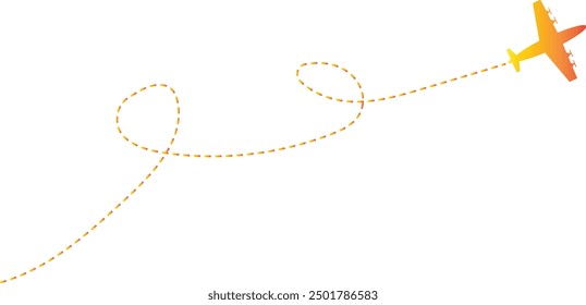 Airplane Path Icon with Dash Line Route Design. Vector Illustration Isolated on White Background.