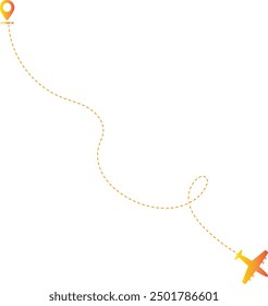 Airplane Path Icon with Dash Line Route Design. Vector Illustration Isolated on White Background.