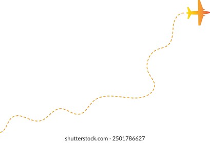 Airplane Path Icon with Dash Line Route Design. Vector Illustration Isolated on White Background.