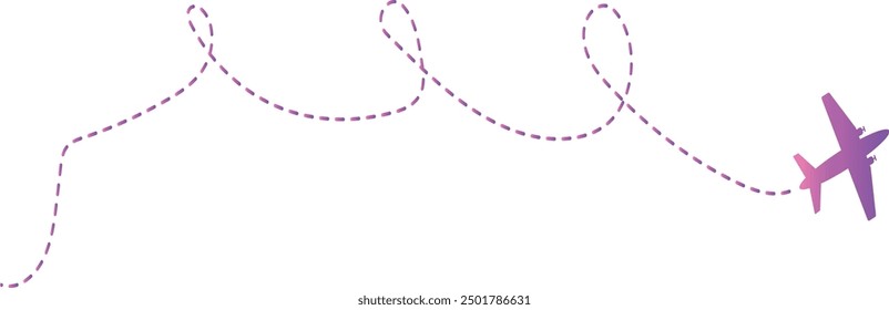 Airplane Path Icon with Dash Line Route Design. Vector Illustration Isolated on White Background.