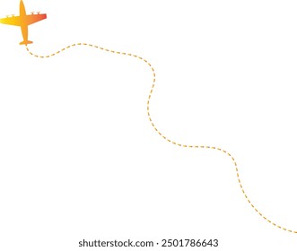 Airplane Path Icon with Dash Line Route Design. Vector Illustration Isolated on White Background.