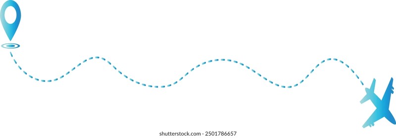 Icono de ruta de avión con diseño de ruta de línea de tablero. Ilustración vectorial aislada sobre fondo blanco.