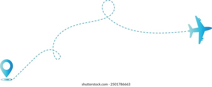 Airplane Path Icon with Dash Line Route Design. Vector Illustration Isolated on White Background.
