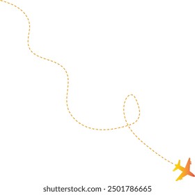 Airplane Path Icon with Dash Line Route Design. Vector Illustration Isolated on White Background.