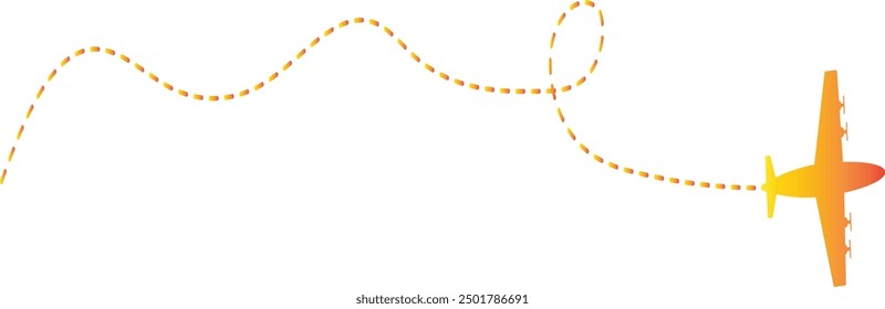 Airplane Path Icon with Dash Line Route Design. Vector Illustration Isolated on White Background.