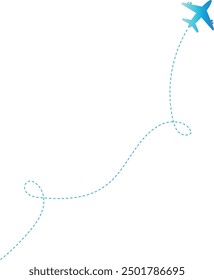 Airplane Path Icon with Dash Line Route Design. Vector Illustration Isolated on White Background.