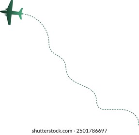 Airplane Path Icon with Dash Line Route Design. Vector Illustration Isolated on White Background.