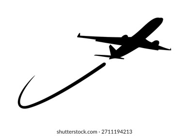 Ícone do caminho do avião. decolagem do avião mostrando o projeto da viagem. vetor plano design ilustração