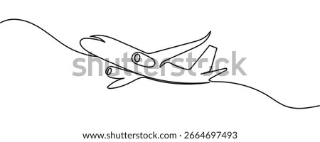 Airplane path in One Continuous line drawing. Business Concept of world travel and international flight airline with trace in simple linear style. Editable stroke. Doodle Vector illustration