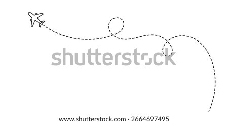 Airplane path in One Continuous line drawing. Business Concept of world travel and international flight airline with trace in simple linear style. Editable stroke. Doodle Vector illustration