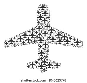 Airplane pattern designed in the set of airplane design elements. Vector iconized composition designed with simple elements.