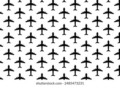 Airplane pattern on white background . Airplane wallpaper . Vector illustration