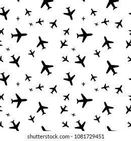 Airplane pattern. Plane seamless texture. Planes in the sky. Endless illustration, image. Creative, luxury gradient style. Print card, cloth, clothing, wrap, wrapper, web, cover, label, banner, poster