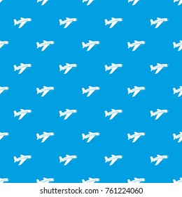 Airplane pattern repeat seamless in blue color for any design. Vector geometric illustration