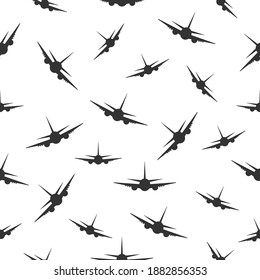Airplane pattern white background. Seamless pattern flying planes. Vector air transportation illustration isolated.