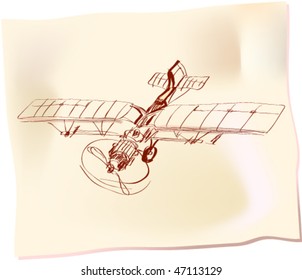 Airplane. Pen drawing