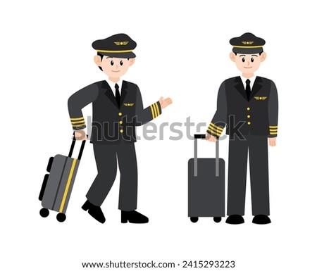 Airplane Pilot Cartoon Character Profession Illustration