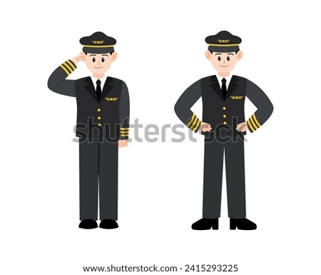 Airplane Pilot Cartoon Character Profession Illustration