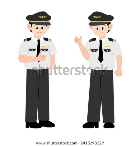 Airplane Pilot Cartoon Character Profession Illustration