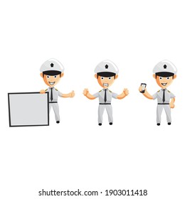 Airplane Pilot Cartoon Character Set Aircraft Captain in Uniform