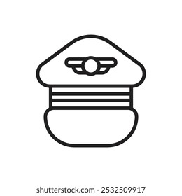 Airplane Pilot Hat Outline Icon Vector Illustration