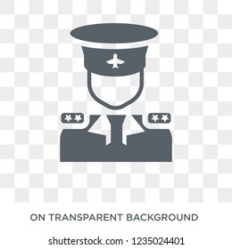 Airplane pilot icon. Trendy flat vector Airplane pilot icon on transparent background from People collection. 