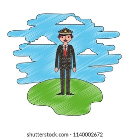 airplane pilot in landscape character