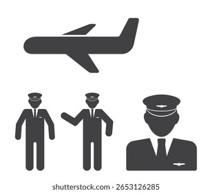 airplane pilot person man with plane fly icon set