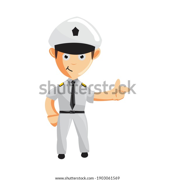 Airplane Pilot Pointing Hand Cartoon Character Stock Vector (Royalty ...