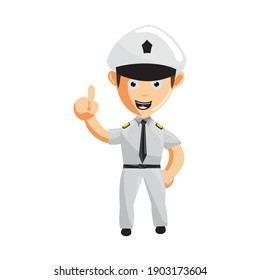 Airplane Pilot Thumb up Cartoon Character Aircraft Captain in Uniform