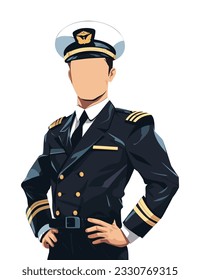 Airplane pilot in uniform. A captivating vector illustration featuring a confident airline pilot.