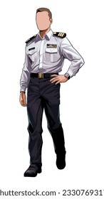 Airplane pilot in uniform. A captivating vector illustration featuring a confident airline pilot.