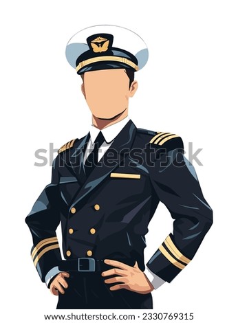 Airplane pilot in uniform. A captivating vector illustration featuring a confident airline pilot.