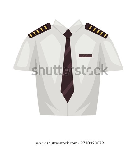 Airplane pilot uniform vector illustration, pilot uniform icon, pilot clip art, flight captain shirt with epaulettes, a professional attire icon