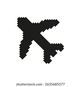 Airplane Pixel Art Icon. Aviation, Travel, And Transportation Symbol. Flight Navigation And Airline Industry Representation. Isolated Vector Illustration.