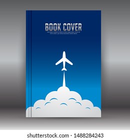 Airplane plane aircraft airline flying with jet contrails or trails vector realistic illustration isolated on dark blue sky background