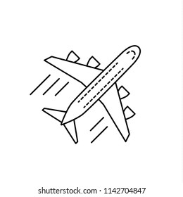 Airplane plane airliner icon isolated on white background. line art style. Art vector illustration.