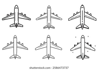 Airplane plane fighter jet silhouette vector illustration for t-shirt outline design on isolated white background