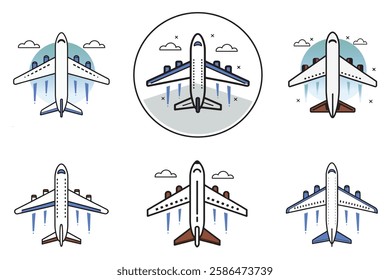 Airplane plane fighter jet silhouette vector illustration for t-shirt outline design on isolated white background